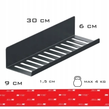 Przyklejana półka łazienkowa NEXA 30 cm - czarna