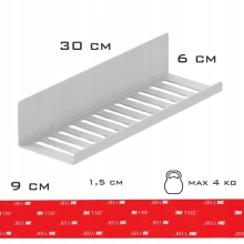 Przyklejana półka łazienkowa NEXA 30 cm - biała