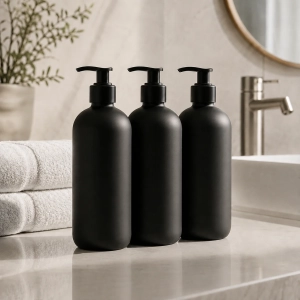 Zestaw czarnych matowych butelek na płyny -  500 ml
