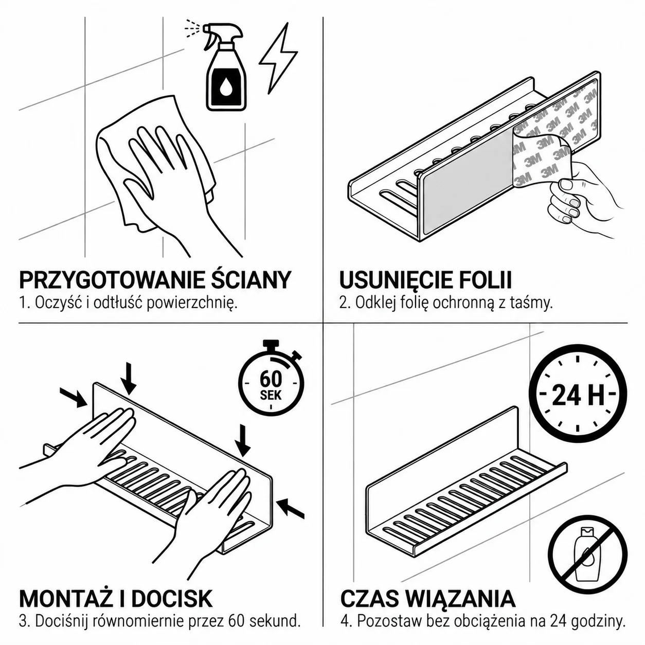 Instrukcja montażu półki NewOps NEXA na taśmę 3M VHB