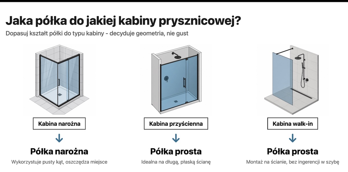 Dobór kształtu półki do typu kabiny prysznicowej